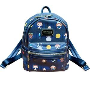 Loungefly Stranger Things Chibi All Over Print Mini Backpack navy Y2K 90’s 1990